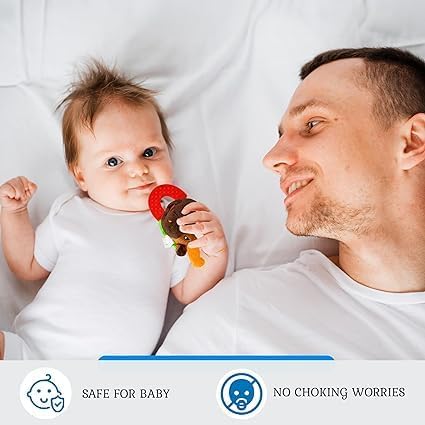 Wristy Buddy Teething Ring for Babies 0-6 8 10 12 Months | Cute Soft Crab Teething Toys & Gloves | Baby Teething Relief Toy Pack | Infant Chew Toys for 3-6 Months, 1 2 3 Years