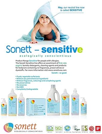 Sonett Organic Laundry Liquid Detergents, Sensitive (1 Count) For People With Allergies GMO Free Certified Organically Grown