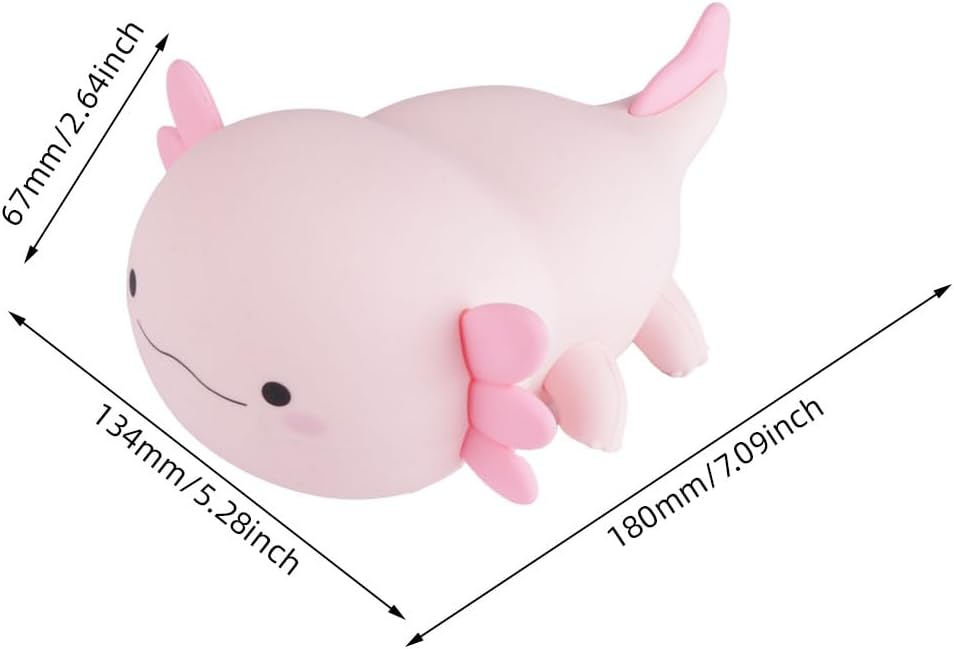 Axolotl Night Light – Cute Rechargeable Dimmable Silicone Lamp, Kawaii Room Decor for Kids Girls Boys