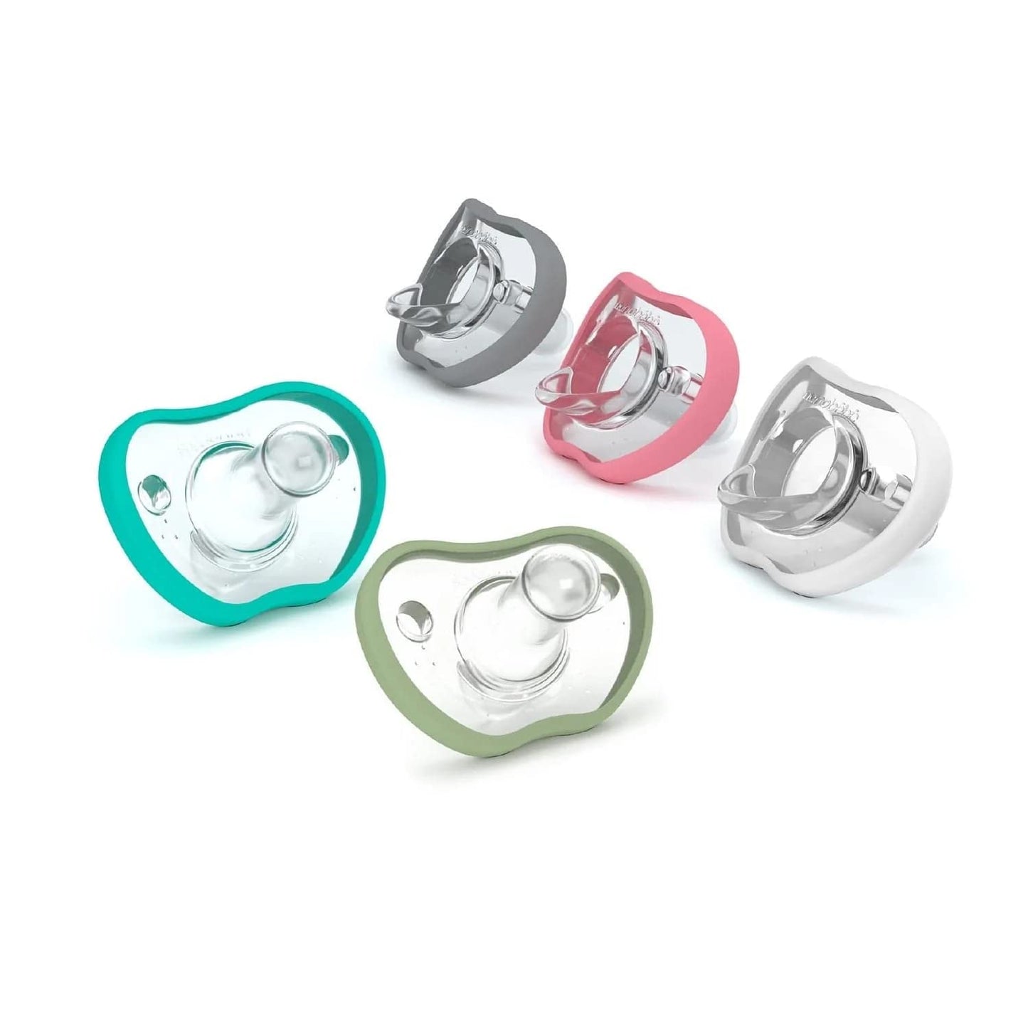 Nanobebe Baby Pacifiers 0-3 Month - Orthodontic, Curves Comfortably with Face Contour, Award Winning for Breastfeeding Babies, 100% Silicone - BPA Free. Perfect Baby Registry Gift 2pk,White