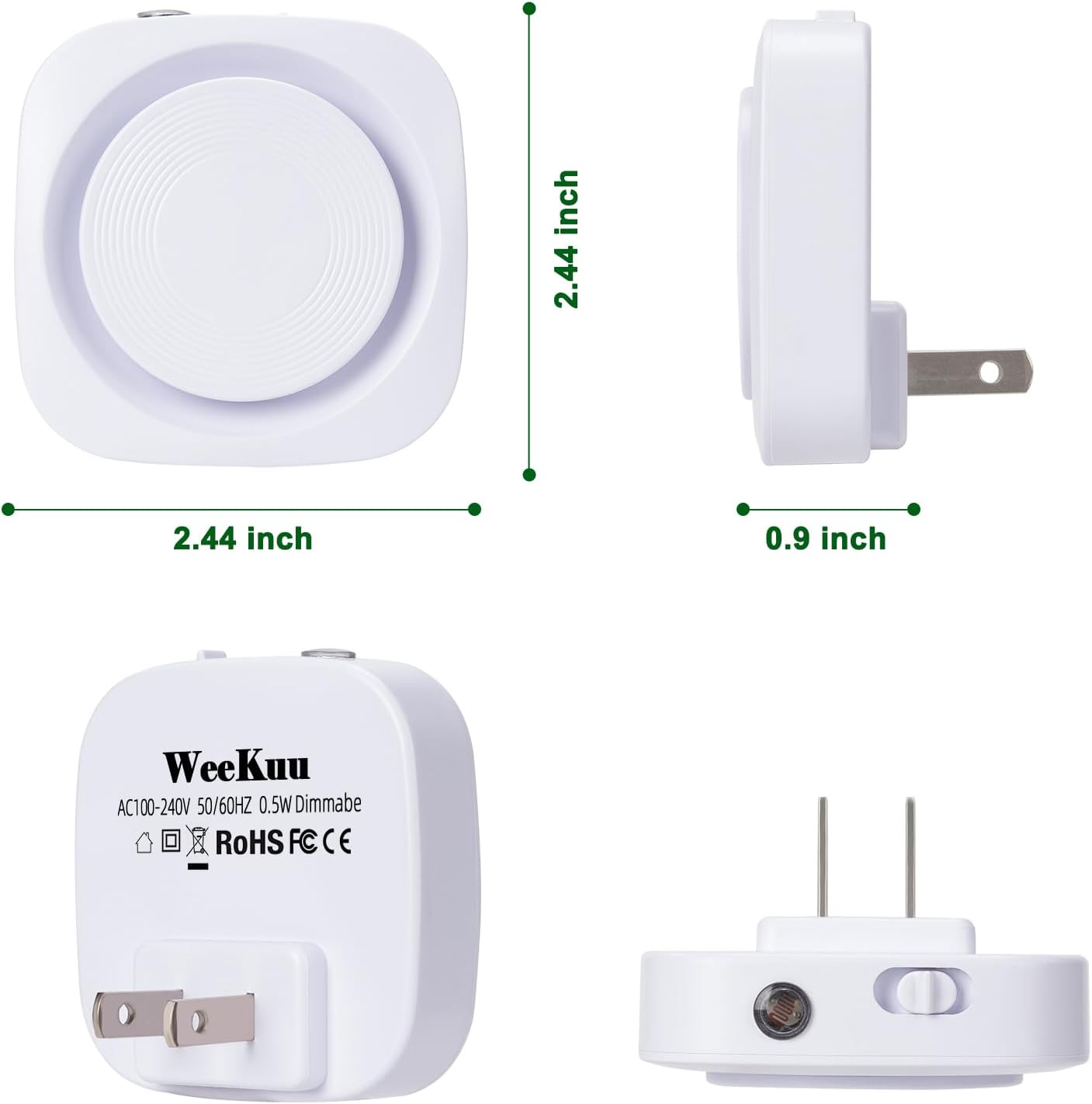 LED Night Lights Plug into Wall, Indirect Soft Dimmable Night Light with Dust to Dawn Sensor, White Nightlight for Bedroom,Bathroom,Kitchen,Stairs,Hallway,Travel, 4 Packs, White