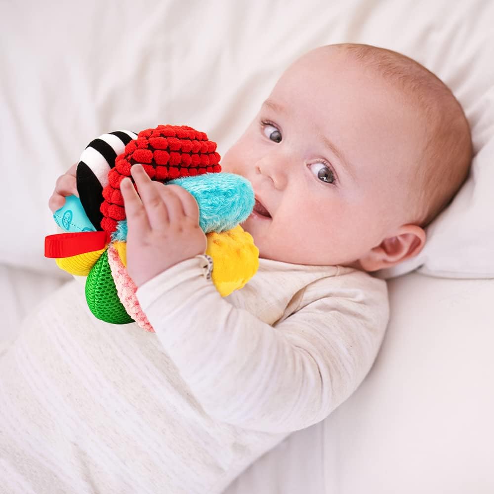 8-in-1 Sensory Balls for Infant Toddlers,Rainbow Fabric Baby Toy for Sensory Development,Montessori Toys for Babies 6-12 Months,8 Different Sensory Tactile Textures with Crinkle Rattle Squeakers