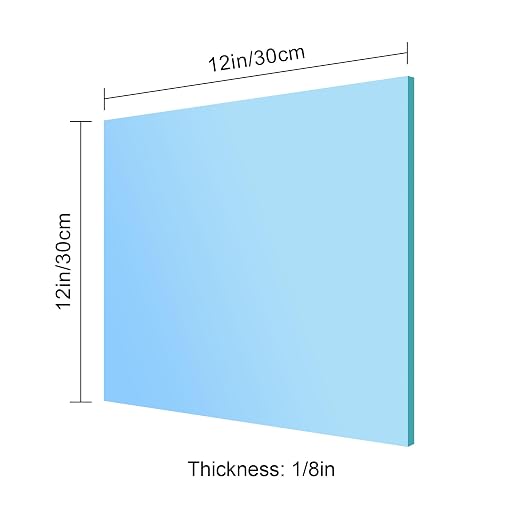 12x12 Inches Light Blue Mirror Acrylic Sheet – 2 Pcs Reflective Acrylic Panel