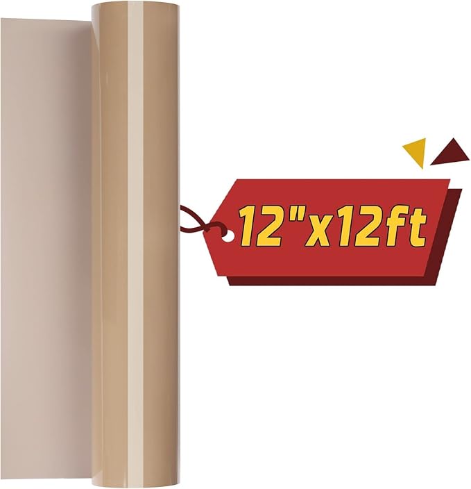 VINYL FROG Camel Heat Transfer Vinyl Roll 12" x12ft Matte HTV Vinyl | Tan Iron