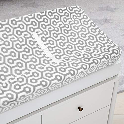 American Baby Company Heavenly Soft Chenille Contoured Changing Table Cover- Gray Honeycomb