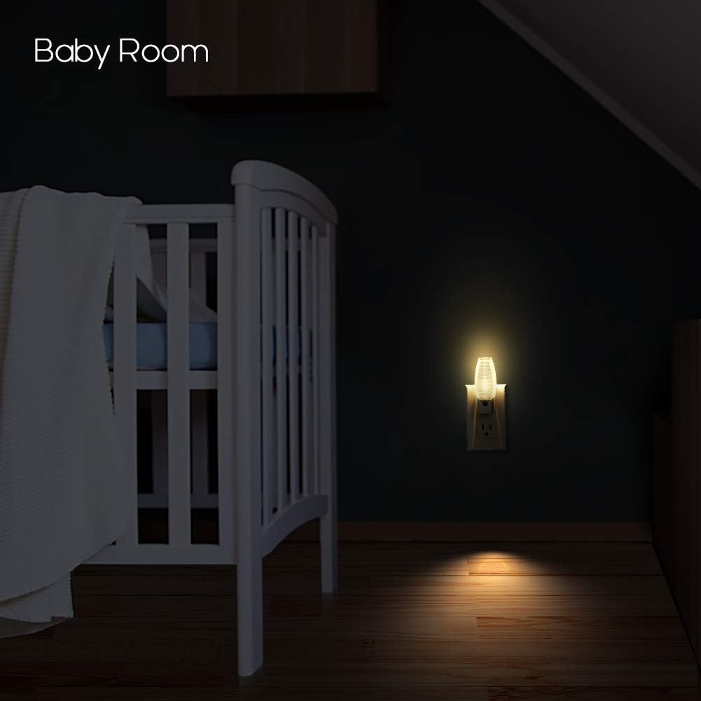 Emotionlite Plug in Night Light, Warm White LED Nightlight, Dusk to Dawn Sensor, Kids, Nursery, Bedroom, Bathroom,Hallway, Stairs, Kitchen, 4 Pack