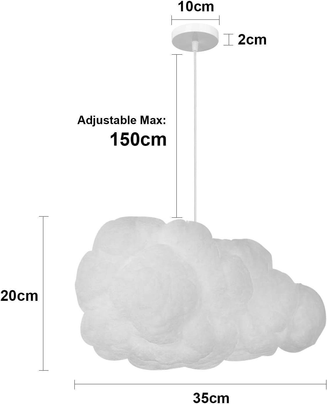 Cloud Pendant Hanging Light Fixture, Modern Fluffy Ceiling Lighting Chandelier, White Lamp Shade Lampshade for Children Girls Kids Living Room (35cmx20cm)