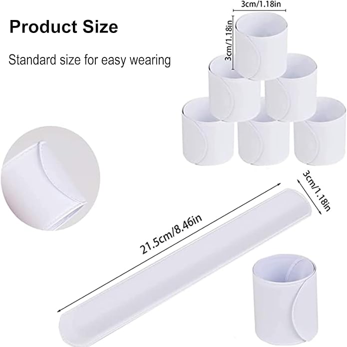 White Blank Slap Bracelets Bulk 36 PCS