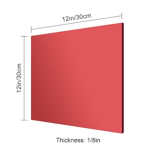 12x12 Inches Deep Red Mirror Acrylic Sheet – 2 Pcs Reflective Acrylic Panel