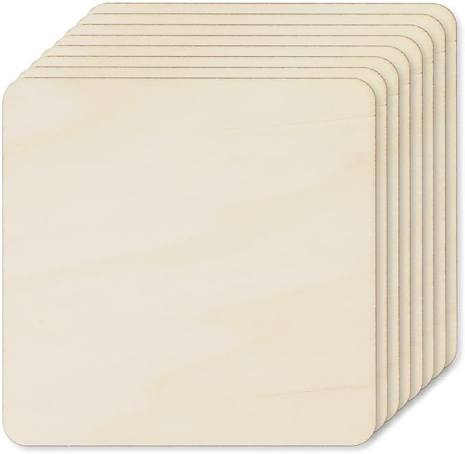 TKOnline 25Pcs 6 x 6 x 1/10 Inches Unfinished Basswood Sheets