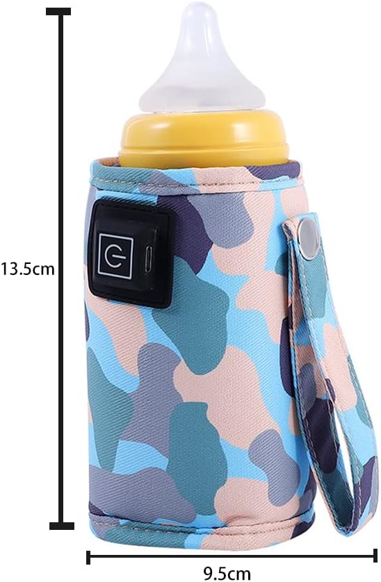 Car Travel Bottle Warmer,5V 2A USB Heating Bottle Warmer 40°C-60 °C Three Gear Adjustable Car Travel Milk Bottle Warmer Milk Heat Keeper Lightweight Milk Heater Cover,Blue