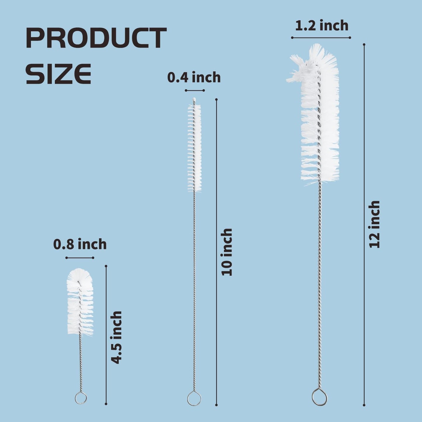 Living and Giving 3Pcs Set of Bottle Brush Flexible Cleaning Brushes Kitchen Nylon Multifunction Clean Brush Set