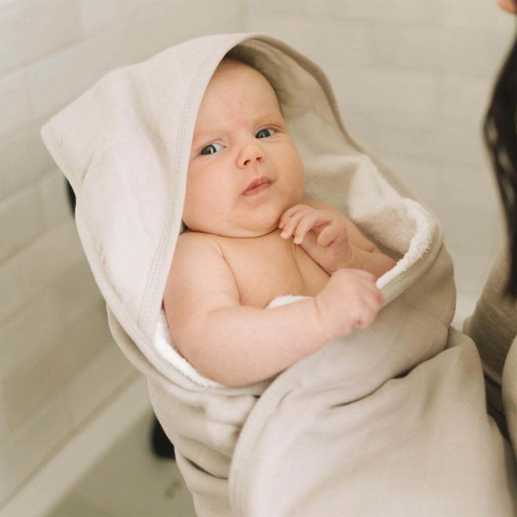 Little Unicorn Premium Infant Hooded Bath Towel| Soft & Absorbent Cotton & Terry Fabric for Newborns (Porpoise)