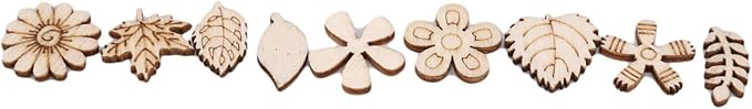 100 Pcs Unfinished Wooden Flower Wood Slice Leaf Pattern Cutouts Wood Pieces