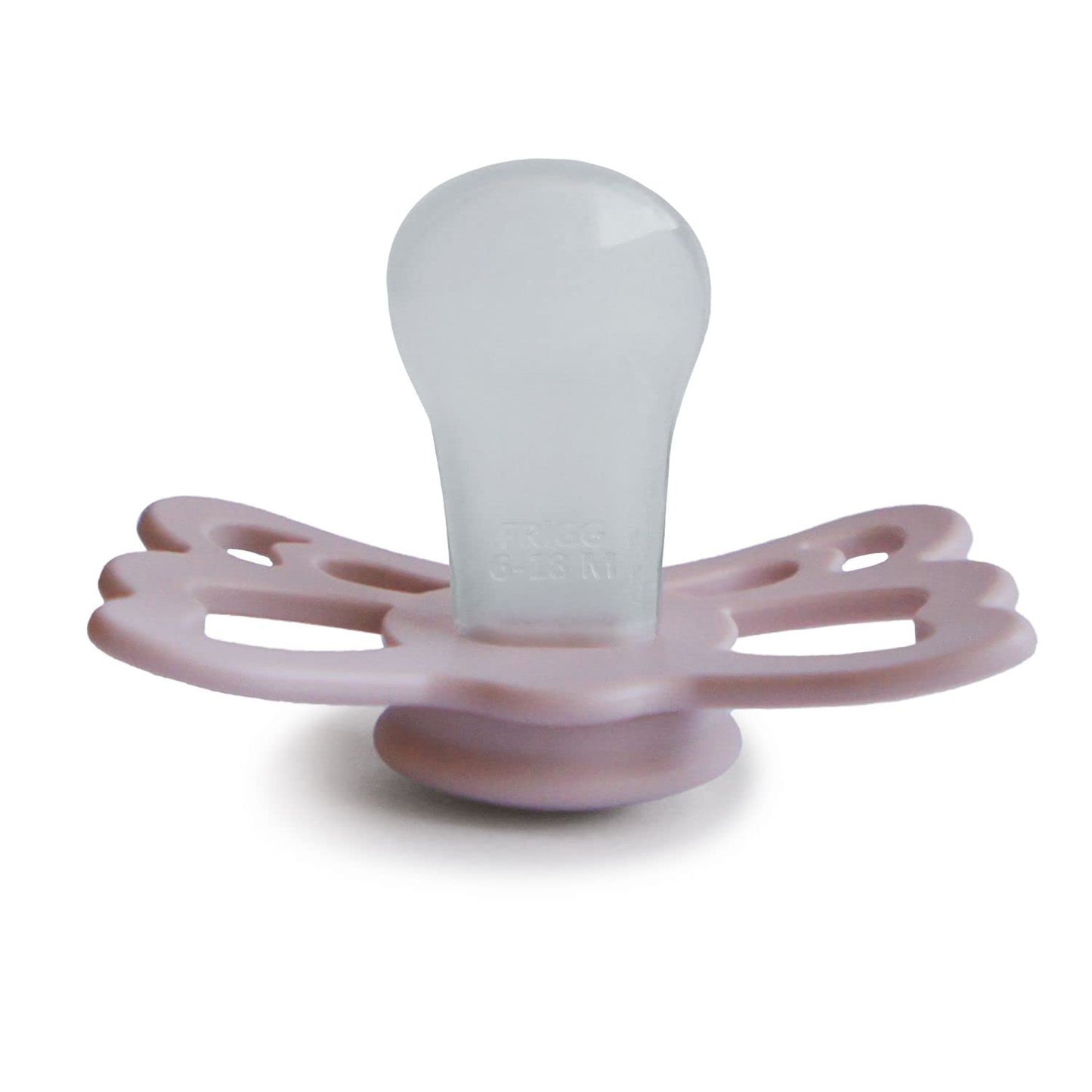 FRIGG Butterfly Anatomical SilkySoft Silicone Baby Pacifier | Made in Denmark | BPA-Free (Primrose/Silver Gray, 6-18 Months)