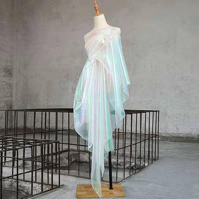 3.3 Yard Long White Iridescent Organza Fabric
