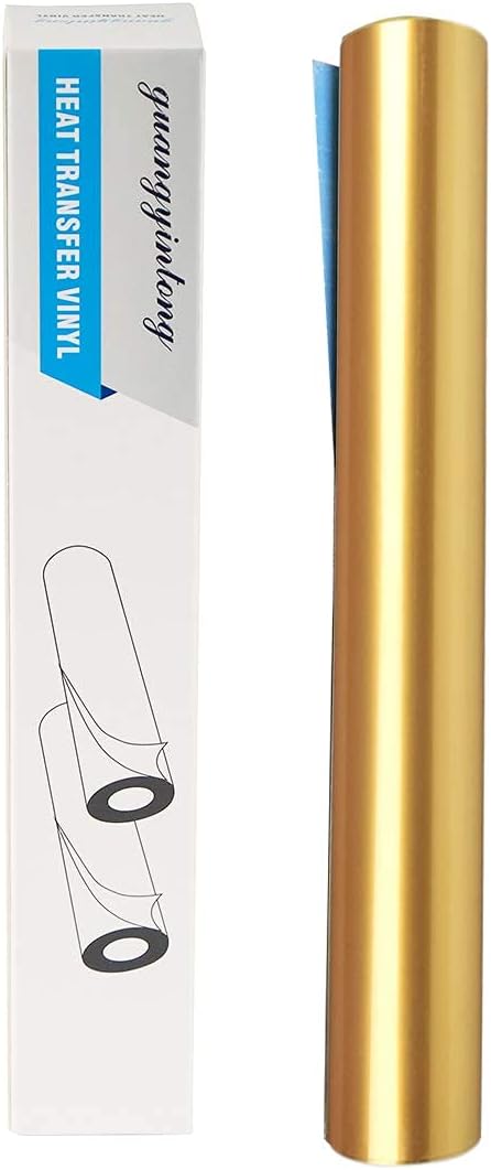 guangyintong Shiny Golden Heat Transfer Vinyl HTV Rolls, Stretchy Thin Soft HTV