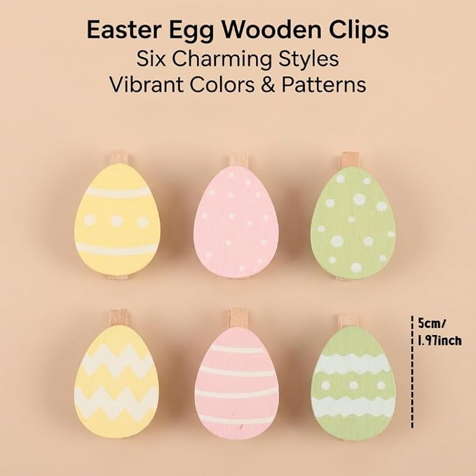 18 Pack Colorful Egg Wooden Clothespins, Mini Decorative Clips