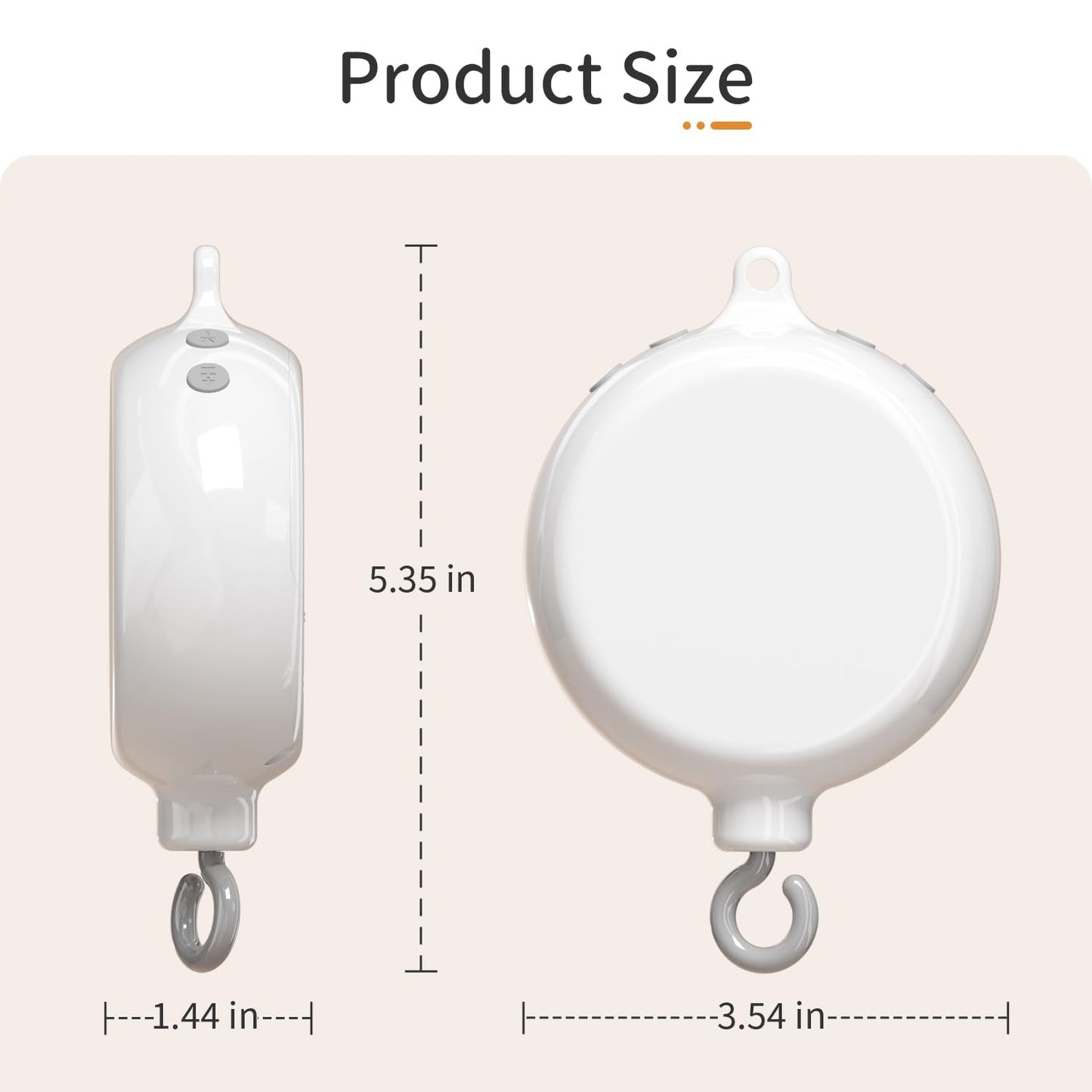 FEISIKE Baby Crib Mobile Arm with Music Box Spin Motor,23 Inch,Volume Control,3 Modes(Turn & Music,Turn Only, Music Only),Nursery Decor Hanger,Holder for DIY Clamp Mobile,35 Lullabies,30 Min Auto-Off