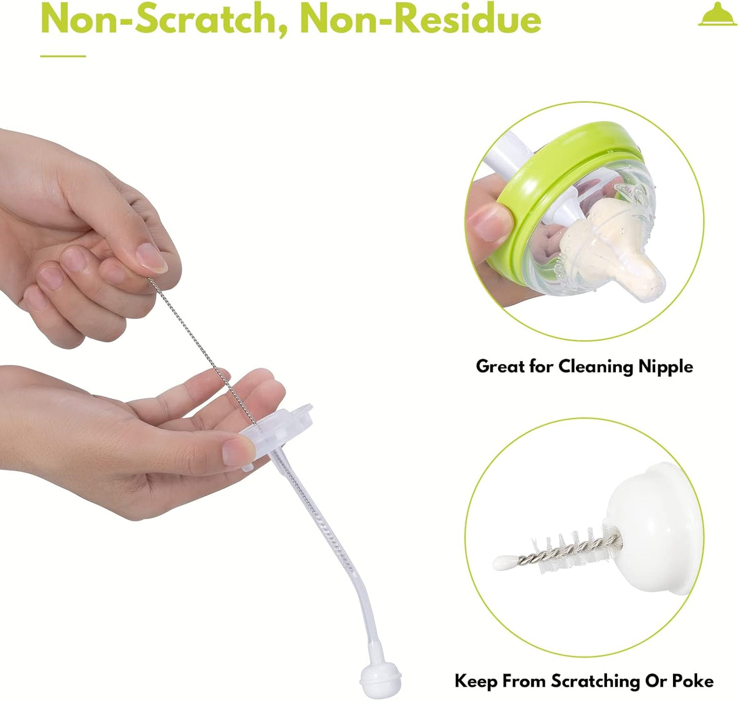 Baby Bottle Brush Set with Nipple Cleaner and Suction, 10.2" Cleaning Brush and 6.5" Sponge Bottle Brush with A Replacement Brush Head and Two 6.7" Straw Brushes, Pack of 5 (Pink)