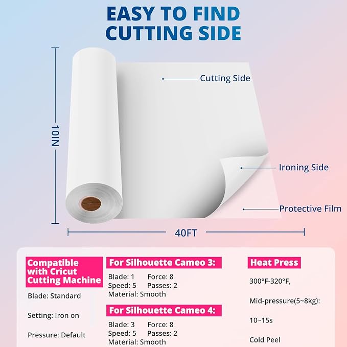 HTVRONT White HTV Heat Transfer Vinyl