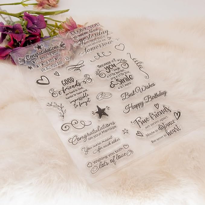 Congratulations Blessing Words Clear Stamps Silicone Stamp Cards