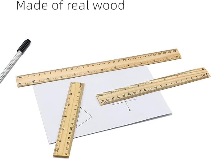 3 Pack Wooden Ruler Wood Ruler Measuring Tool | Wood Ruler
