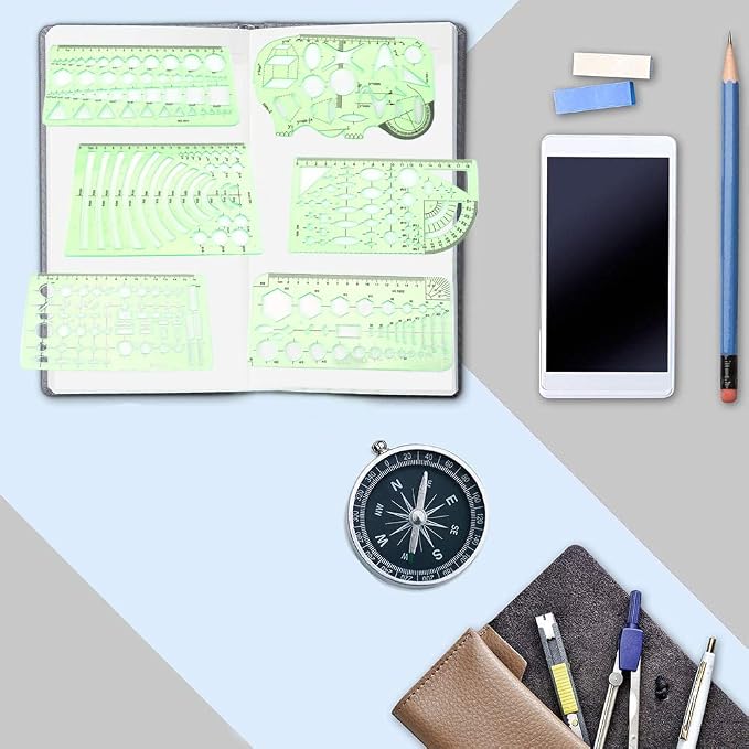 Utoolmart Multifunctional Template, Geometric Drawings Templates, Measuring