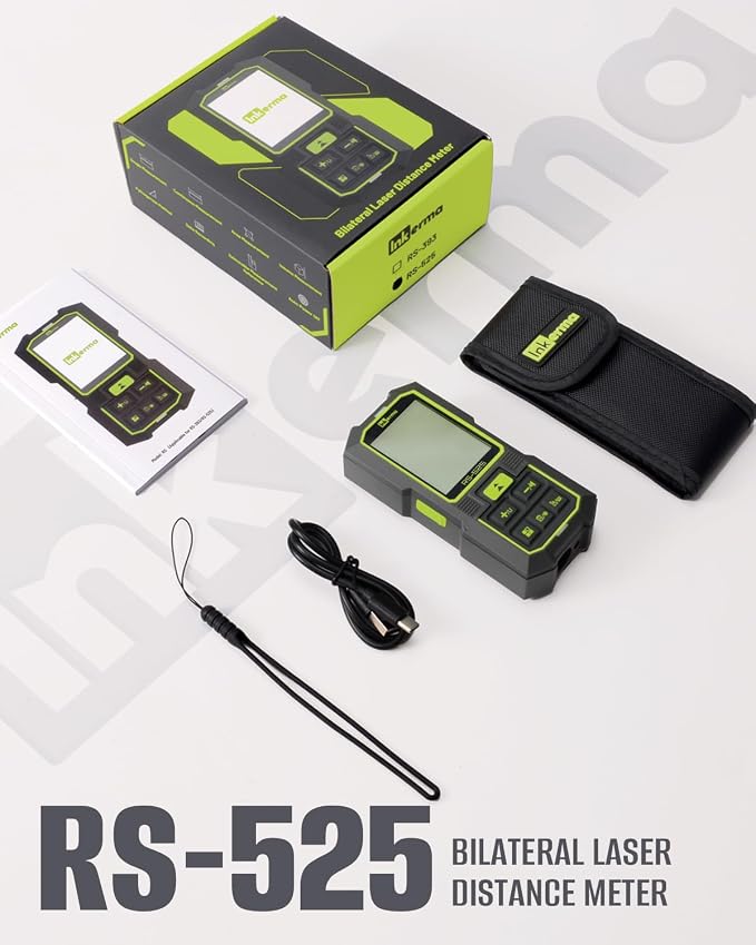 Inkerma Dual Laser Measurement Tool, 525Ft/160M Bilateral Laser Distance Meter