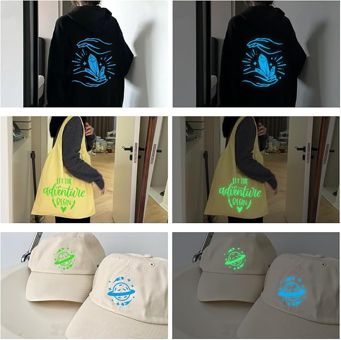 HTVVETUR Glow in The Dark HTV Heat Transfer Vinyl Roll 12 Inch by 20 Feet Iron