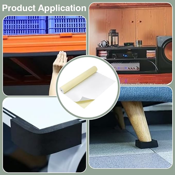 BENECREAT 78.7x15.7 Inch White Self-Adhesive EVA Foam Roll, 1mm Thick Sticky