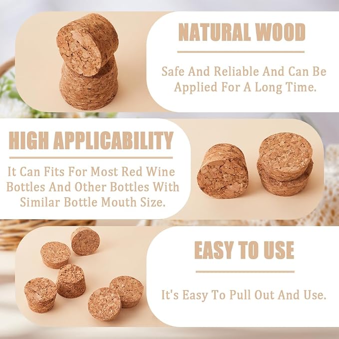 GORGECRAFT 27PCS 3 Sizes Cork Bottle Stoppers 1 to 1.2 Inch Diameter Tapered