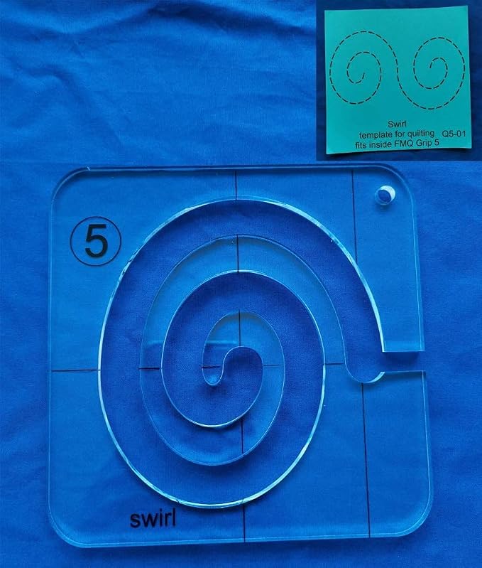 Swirl Template for Quilting Fits Inside FMQ Grip 5 Quilting Templates for