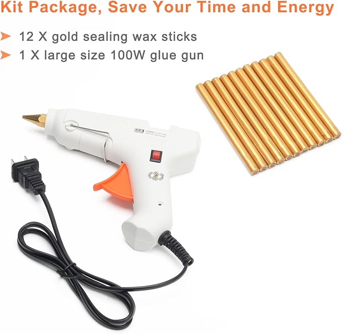 Sealing Wax Sticks 12P with Glue Gun, Luxiv 5.4" Sealing Waxs Stick 10MM Fire
