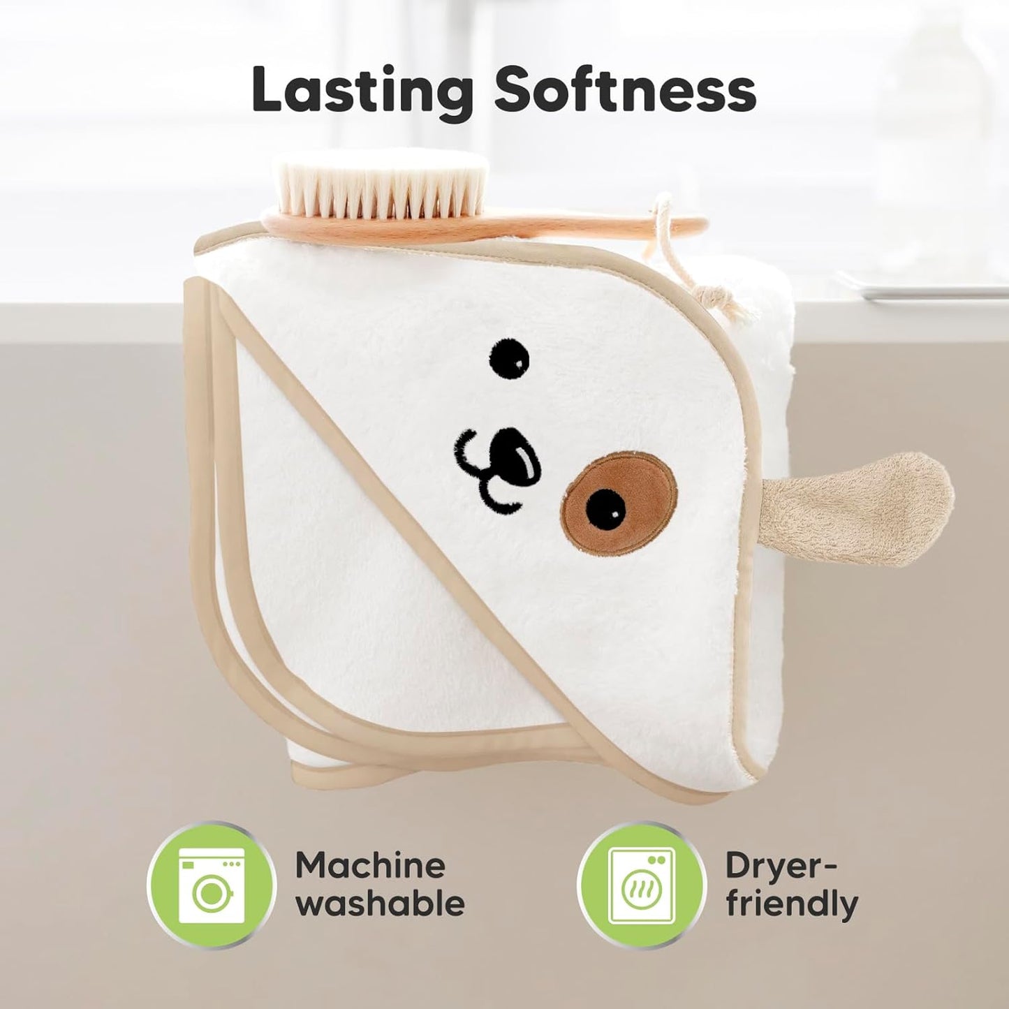 KeaBabies Hooded Baby Towel for Newborn - Viscose Derived from Bamboo Large Baby Bath Towels with Hood for Boys, Girls, Toddler, Extra Absorbent & Soft Newborn Bath Essentials (Dog, Regular)