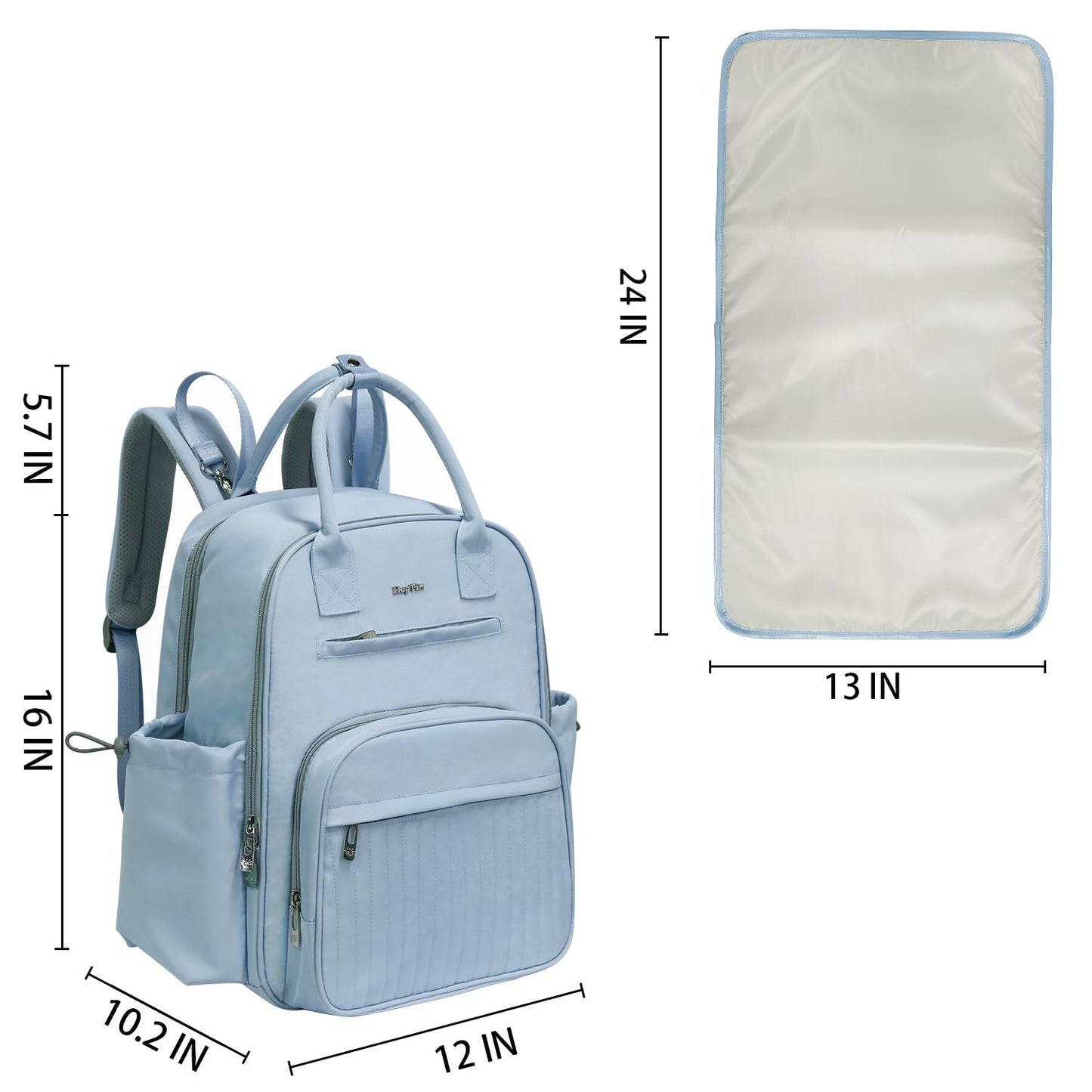 Hap Tim Diaper Bag Backpack, Large Capacity Baby Bag Backpack with Changing Pad,19 Pockets, 2 Stroller Clips, Baby Registry Search, Blue (2252-MLDL)