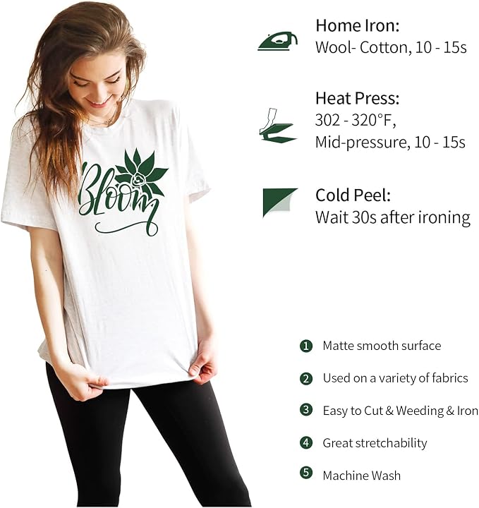 VINYL FROG Dark Green Heat Transfer Vinyl Roll 12" x12ft Matte HTV Vinyl | Dark