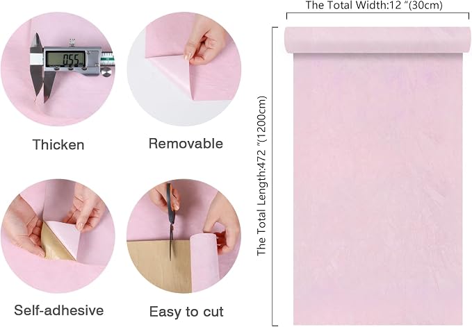 CHIHUT 12”x472” Pink Drawer Liner