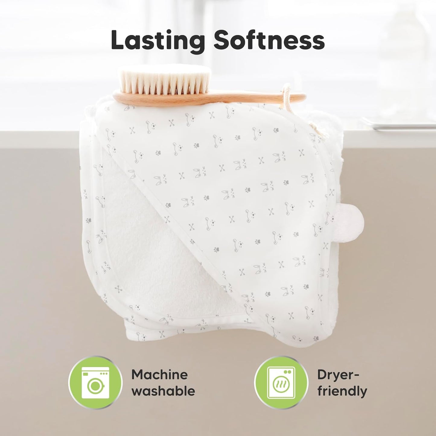 KeaBabies Hooded Baby Towel for Newborn - Viscose Derived from Bamboo Large Baby Bath Towels with Hood for Boys, Girls, Toddler, Extra Absorbent & Soft Newborn Bath Essentials (Laurel, Regular)