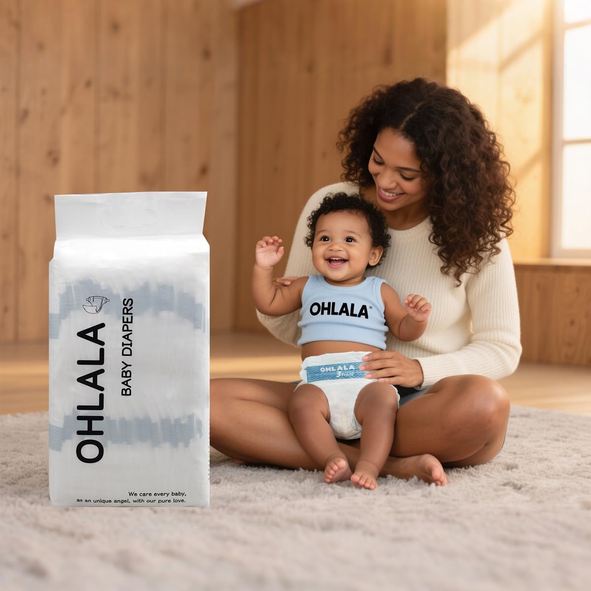 OHLALA Luxury Diapers Size 1 Hypoallergenic | Skin-Friendly & Leakproof | Fragrance-Free | Ultra-Thin | 2 Pack 136counts | 8-14 lbs