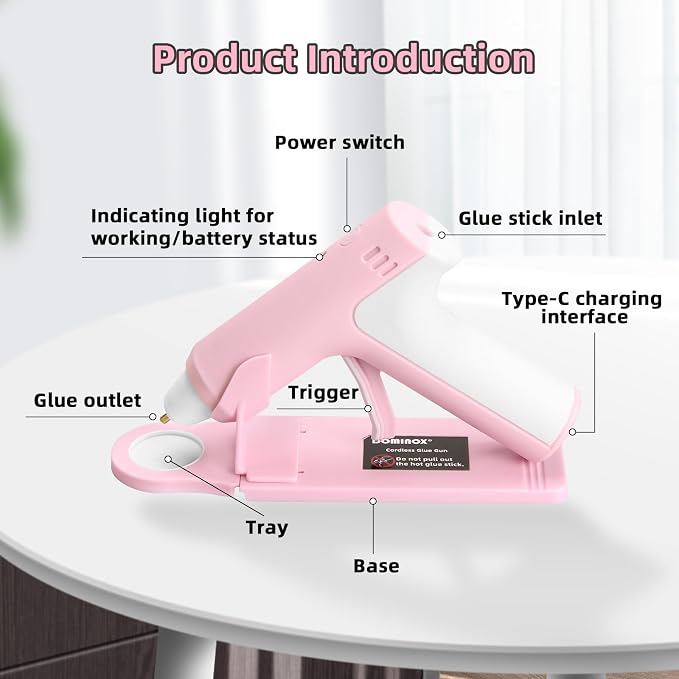 4V Cordless Hot Glue Gun with 20 Glue Sticks, 25s Fast Preheating, 2000mAh