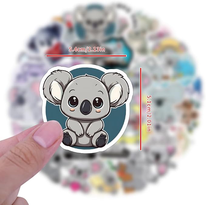 62Pcs Cute Koala Stickers for Kids Adults, Waterproof Vinyl Koala Bear Stickers