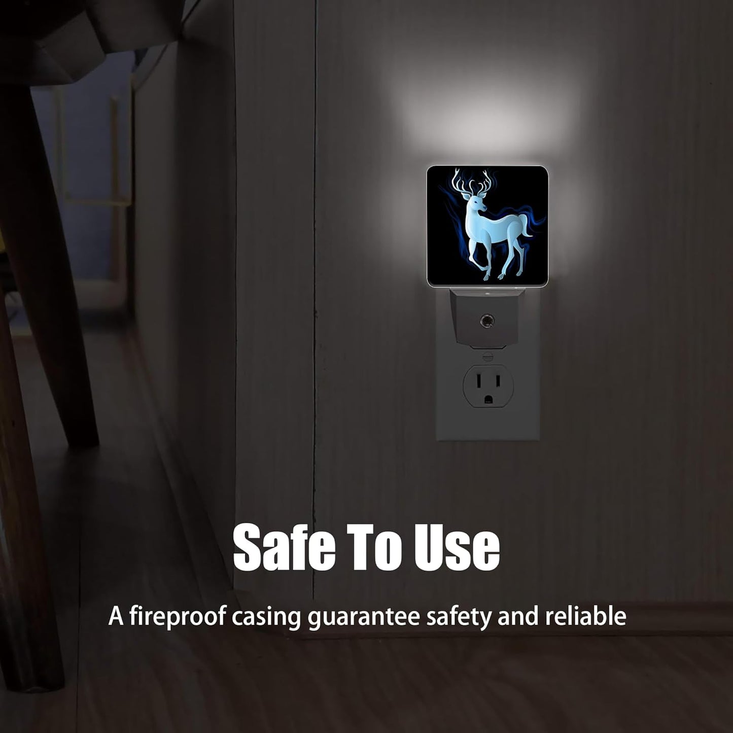 Blue Deer Night Light, Northern Lights Night Lights Plug into Wall Decor for Bedroom, Bathroom, Hallway, Kitchen, Dusk to Dawn Sensor Nightlights for Women Men Room Gifts