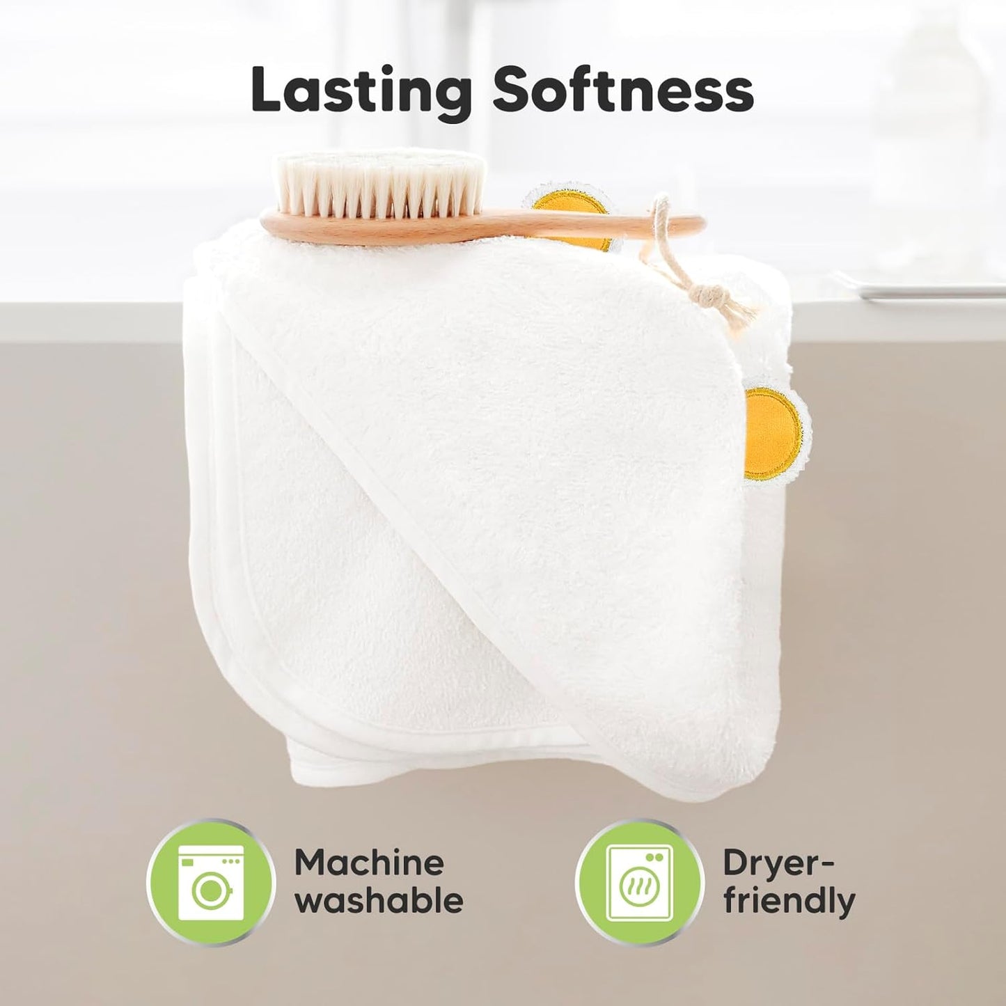 KeaBabies Hooded Baby Towel for Newborn - Viscose Derived from Bamboo Large Baby Bath Towels with Hood for Boys, Girls, Toddler, Extra Absorbent & Soft Newborn Bath Essentials (Bear, Regular)