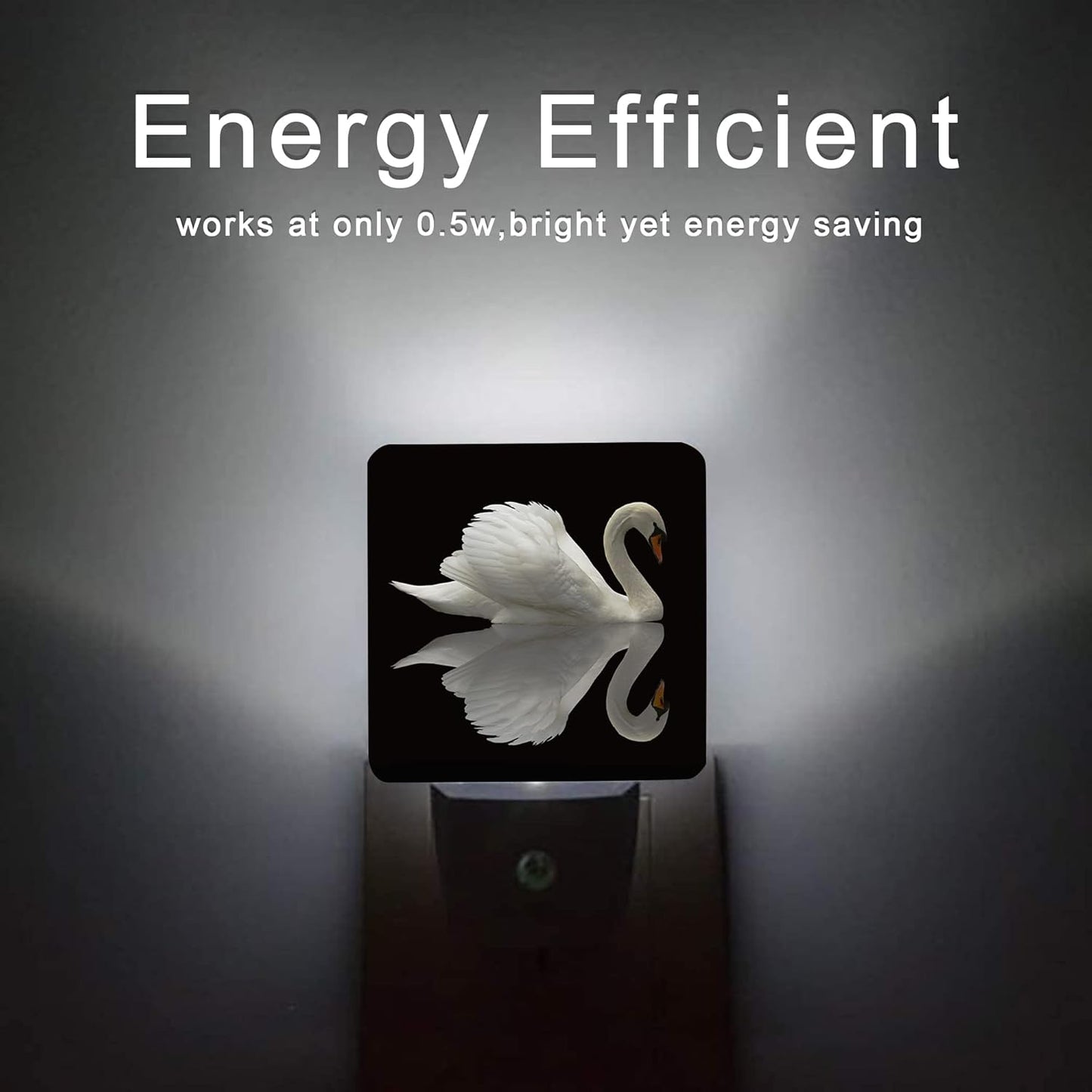White Swan Night Light,Water Reflection Night Lights 0.5W Sleep Friendly for Boys Girls Led Night Light Dusk to Dawn Sensor Nightlight for Stairway/Hallway/Kitchen