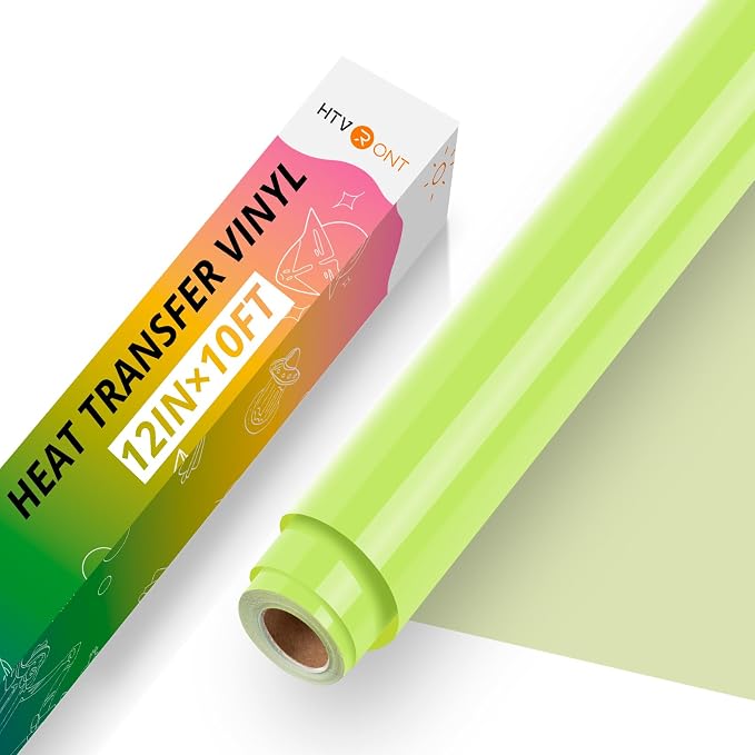 HTVRONT Heat Transfer Vinyl, Lime Green HTV, 12 x 10FT HTV Vinyl Roll | Lime