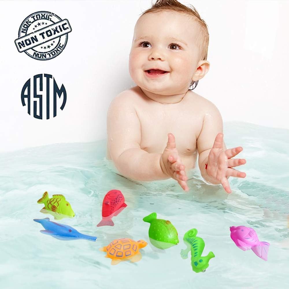 Magnetic Fishing Pool Toys Game, Water Table Bathtub Bath Toy - Pole Rod Floating Fish, Birthday Party Gifts for Toddler Age 3 4 5 6 Year Old, Kids Outdoor Toys