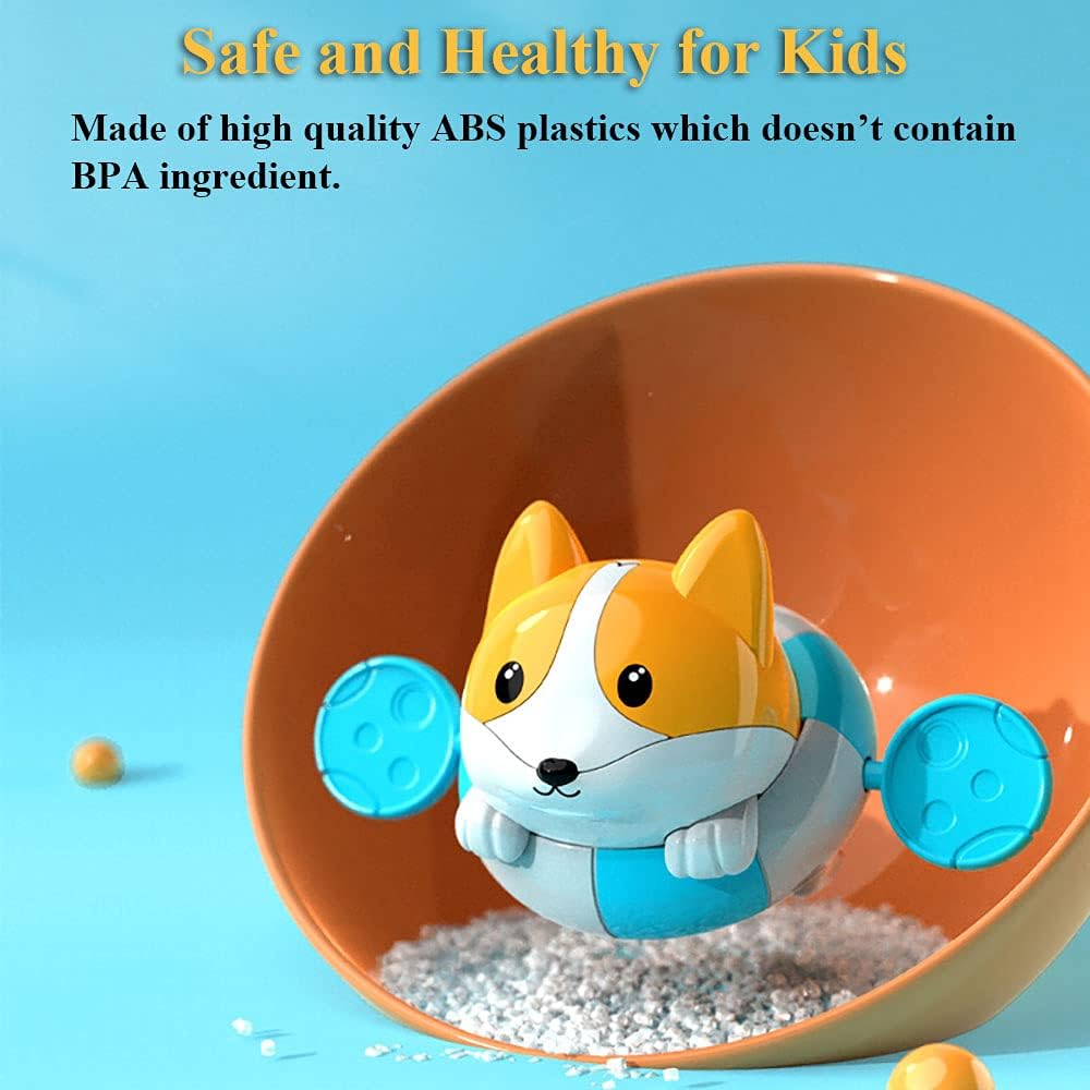 Bath Toy Pull and Go Corgi Bathtub Toy Windup Swimming Corgi Po String Tub Toy Rowing Puppy Floating Water Toy for Boys and Girls (Blue)