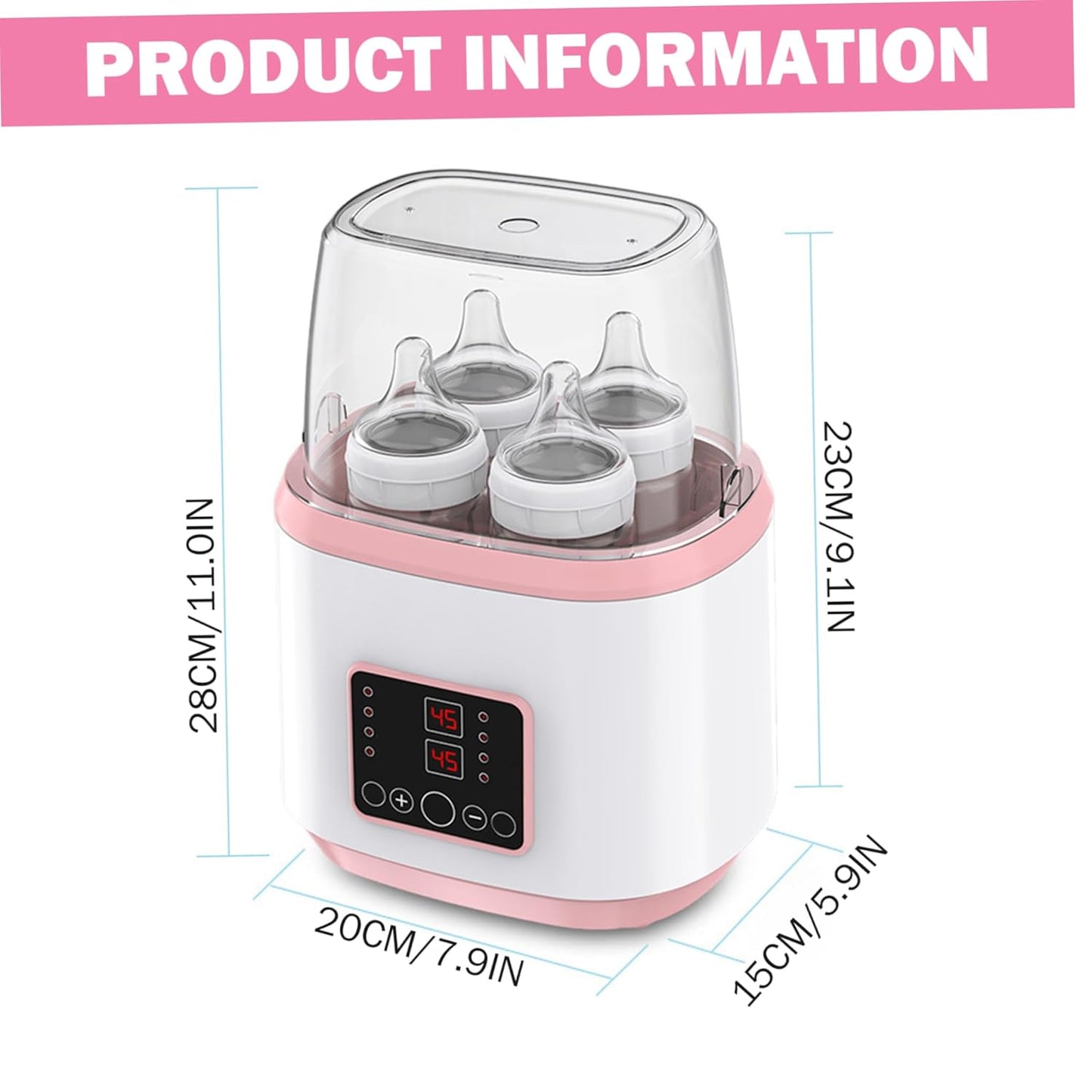 Bottle Warmer, Baby Bottle Warmer & Steriliser Temperature Adjustable Portable Remote Control Baby Food Heater with LCD Display for Breastmilk or Formula, Style 2