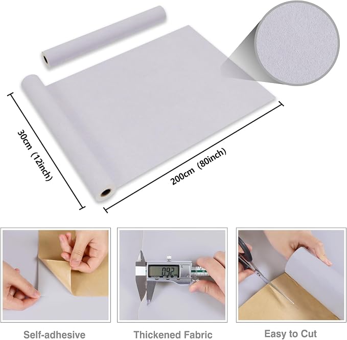 CRE8TIVE 12"x80" Cold White Wallpaper Velvet Drawer Liners